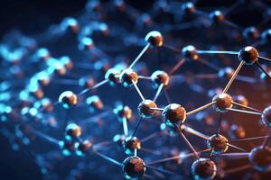 Structure of lattice connecting atoms. Molecule in hi tech style. photo