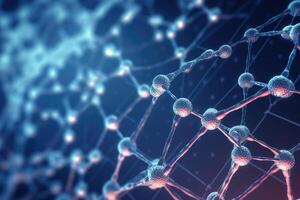 Structure of lattice connecting atoms. Molecule in hi tech style. photo
