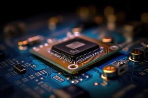 Circuit board. Central Computer Processors CPU concept. Motherboard digital chip. photo