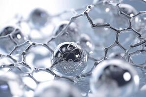 Nanotechnology abstract background. Molecule model. Scientific research. Generative AI illustration photo