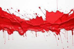 Red paint splash area with white background. photo