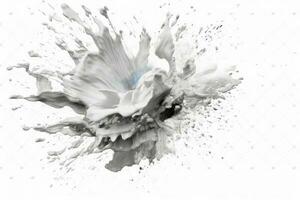 Explosion of white paint on white background. Fluid background. Color explosion. Generative AI photo