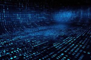 Digital binary data streaming binary code background. Matrix background with digits. photo
