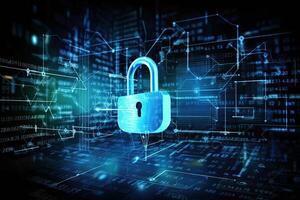 Padlock with keyhole icon in personal data security. Cyber data privacy idea. photo