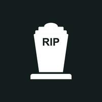 Halloween grave icon. Gravestone vector illustration. Rip tombstone flat icon.