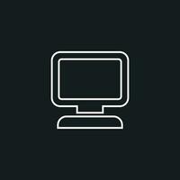 Computer vector illustration in line style. Monitor flat icon.