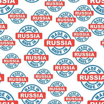 Made in Russia seamless pattern background icon. Flat vector illustration. Russia sign symbol pattern.
