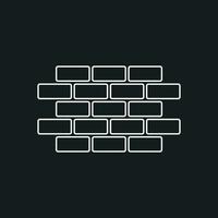 Wall brick icon in flat style isolated on black background. Wall symbol illustration in line style. vector