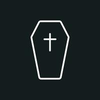 Halloween grave icon in line style. Gravestone vector illustration. Rip tombstone flat icon.