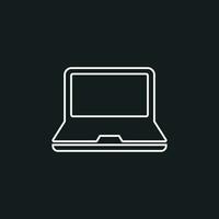 Computer notebook vector illustration in line style. Monitor flat icon.