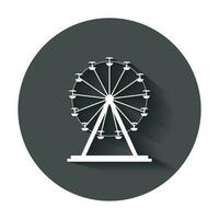 Ferris wheel vector icon. Carousel in park icon. Amusement ride illustration with long shadow.