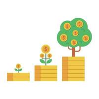 growing money tree plant with coin dollar icon. vector