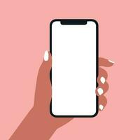 A hand holding a cell phone vector