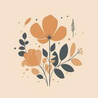Flower illustrations with thin stem vector