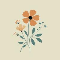 Flower illustrations with thin stem vector