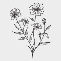 Flower illustrations with thin stem vector