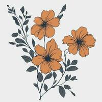 Flower illustrations with thin stem vector