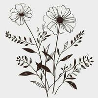 Flower illustrations with thin stem vector