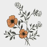 Flower illustrations with thin stem vector