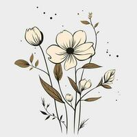 Flower illustrations with thin stem vector