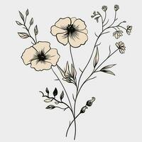 Flower illustrations with thin stem vector