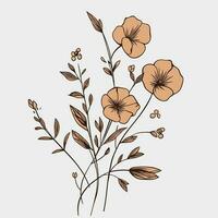 Flower illustrations with thin stem vector