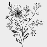 Flower illustrations with thin stem vector