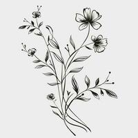 Flower illustrations with thin stem vector