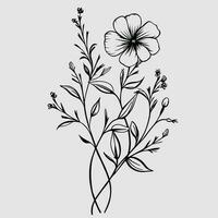 Flower illustrations with thin stem vector