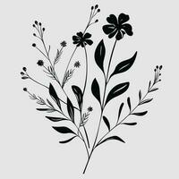 Flower illustrations with thin stem vector