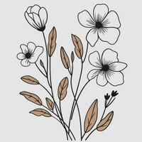 Flower illustrations with thin stem vector