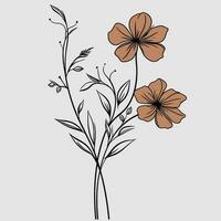 Flower illustrations with thin stem vector