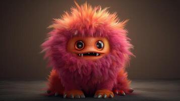 Cute Furry Monster Cartoon Character for Children's Book Illustrations. Generative AI photo