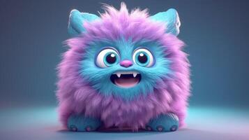 Cute Furry Monster Cartoon Character for Children's Book Illustrations. Generative AI photo