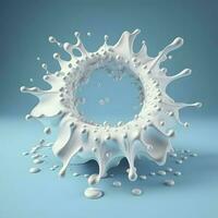 Round Milk Splash Crown in Perspective View for Creative Designs. Generative AI photo