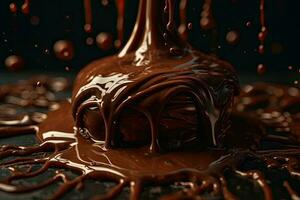 Derretido chocolate líquido en 3d estilo para cinematográfico tiros generativo ai foto