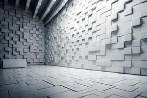 Futuristic White Wall with Rectangular Tiles for Modern Interior Design. photo