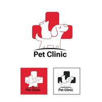 Pictorial logo design for your pet clinic business identity. Plus sign reflect the clinic business. vector