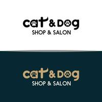 Abstract type logo design for Cat and Dog shop and saloon business. Pet shop and salon logo design. vector