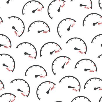 Max speed seamless pattern background icon. Flat vector illustration. Speedometer, tachometer sign symbol pattern.