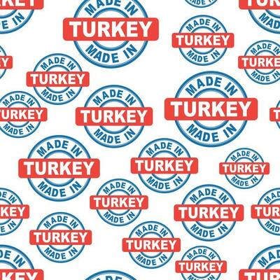 Made in Turkey seamless pattern background icon. Flat vector illustration. Turkey sign symbol pattern.