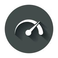 Dashboard vector icon. Level meter speed vector illustration with long shadow.