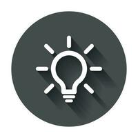 Light bulb line icon vector. Electric lamp in flat style. Idea sign, solution, thinking concept with long shadow. vector