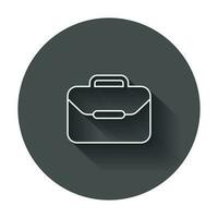 Suitcase vector icon. Luggage illustration in line style with long shadow.