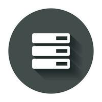 Database, server vector icon. Storage vector illustration with long shadow.