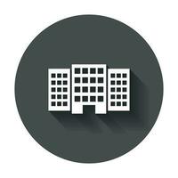 Building icon. Business vector illustration with long shadow.