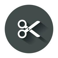 Scissors flat icon. Scissor vector illustration with long shadow.