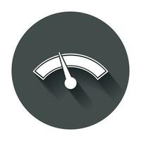 Dashboard vector icon. Level meter speed vector illustration with long shadow.