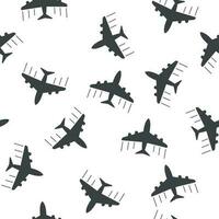 Airplane seamless pattern background icon. Flat vector illustration. Plane sign symbol pattern.