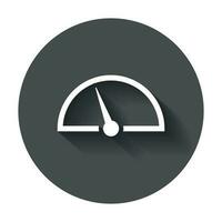 Dashboard vector icon. Level meter speed vector illustration with long shadow.